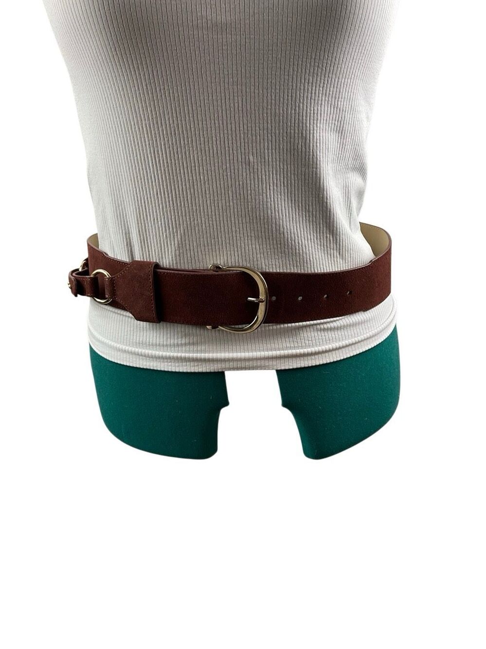 Loft brown suede belt with silver buckle- size m